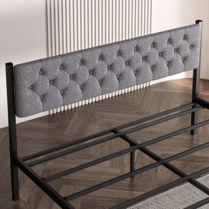 Metall-Doppelbett KAROM 140 x 200 cm, grau, Belastbarkeit 200 kg