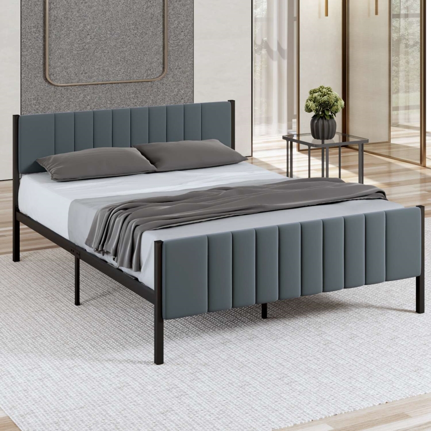 Metall-Doppelbett LUNOR 120x200 cm, Anthrazit, Belastbarkeit 120 kg