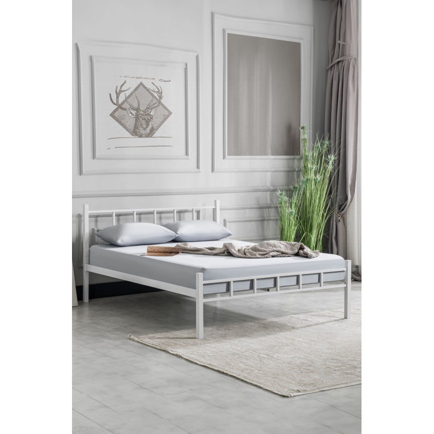 Metall-Doppelbett ORMEL 120 x 200 cm, weiß, Belastbarkeit 120 kg