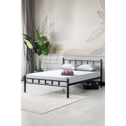 Metall-Doppelbett ORMEL 120x200 cm, schwarz, Belastbarkeit 120 kg