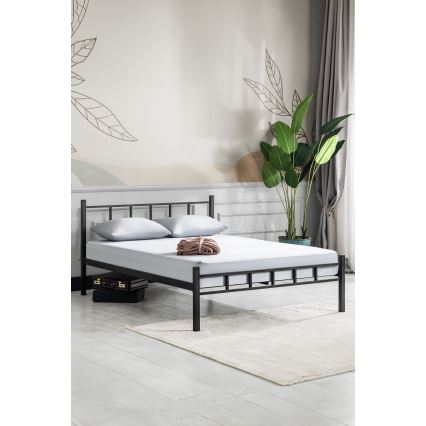 Metall-Doppelbett ORMEL 160x200 cm, schwarz, Belastbarkeit 200 kg