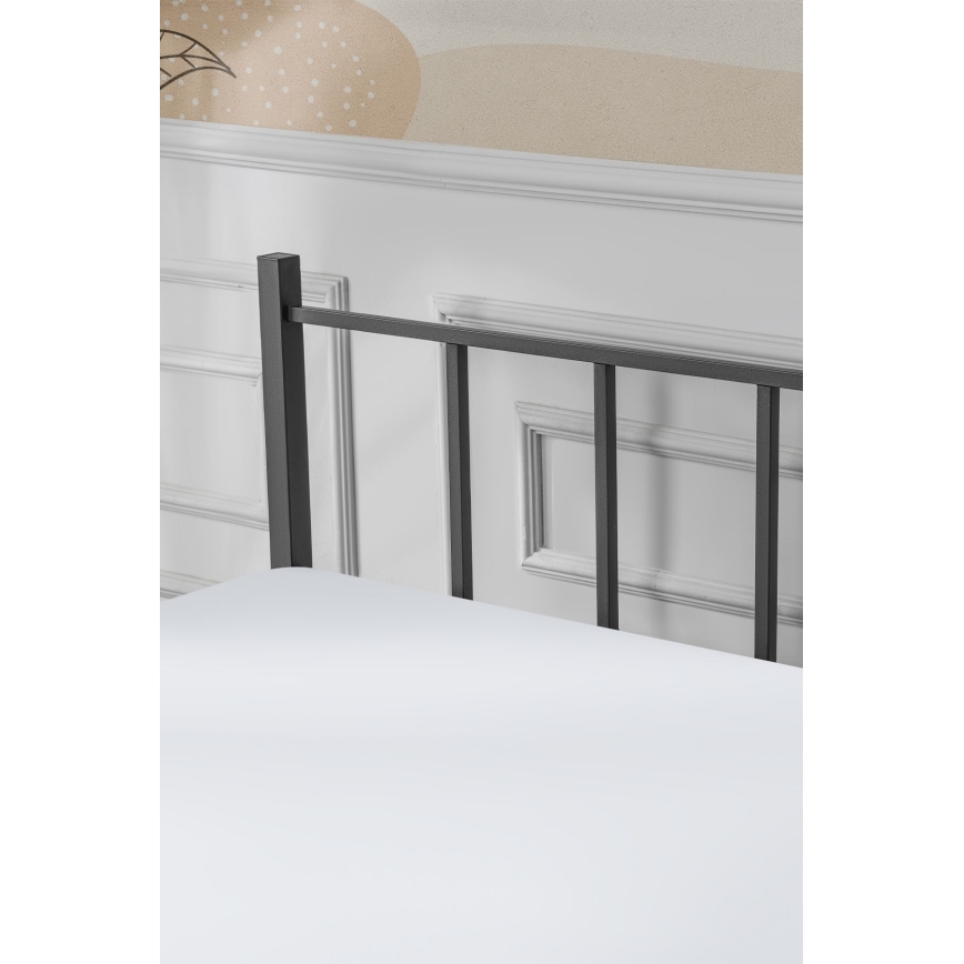 Metall-Doppelbett ORMEL 160x200 cm, schwarz, Belastbarkeit 200 kg