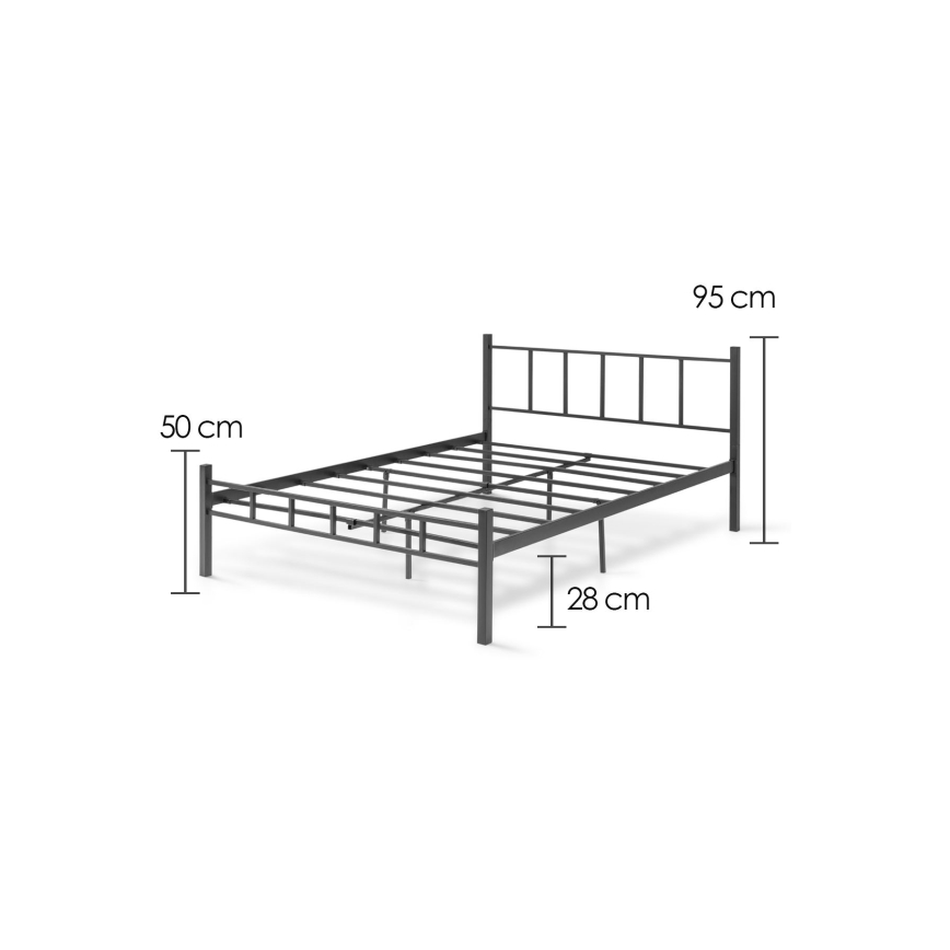 Metall-Doppelbett ORMEL 160x200 cm, schwarz, Belastbarkeit 200 kg