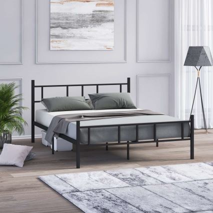 Metall-Doppelbett PIRON, 120 x 200 cm, schwarz, max. Belastbarkeit 120 kg