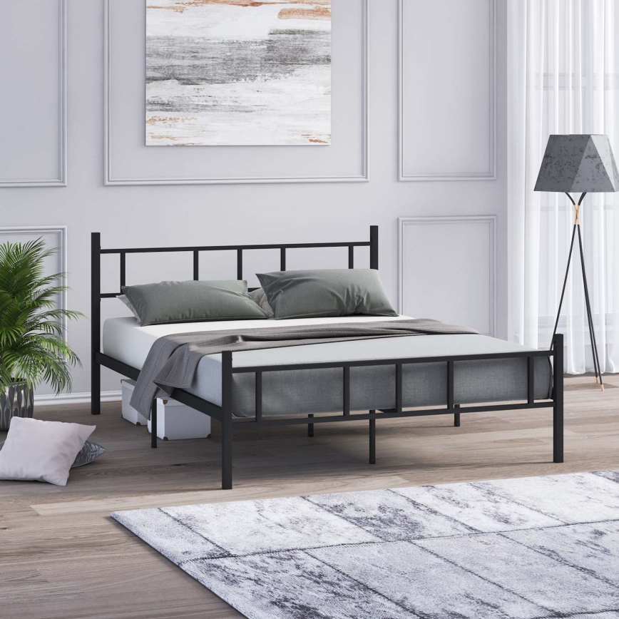 Metall-Doppelbett PIRON, 120 x 200 cm, schwarz, max. Belastbarkeit 120 kg