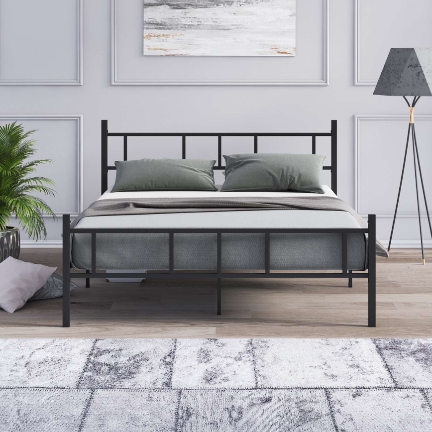 Metall-Doppelbett PIRON 140x200 cm, schwarz, Tragfähigkeit 200 kg