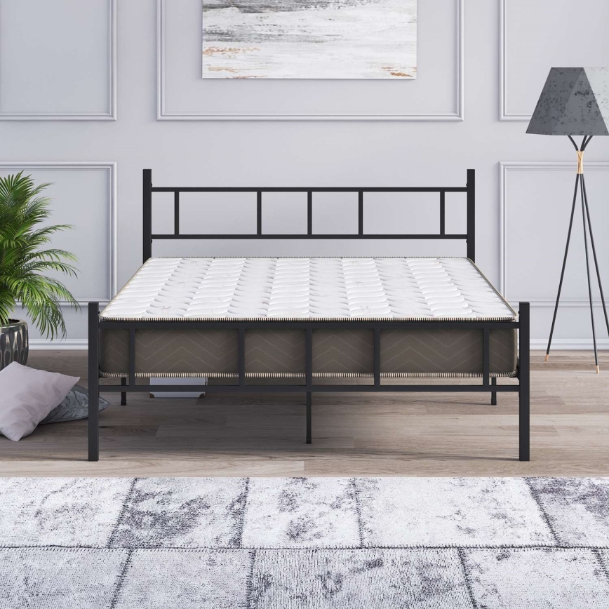 Metall-Doppelbett PIRON 140x200 cm, schwarz, Tragfähigkeit 200 kg