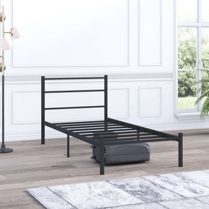Metall-Einzelbett FERON 90x200 cm, schwarz, Belastbarkeit 120 kg
