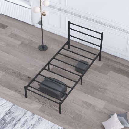 Metall-Einzelbett FERON 90x200 cm, schwarz, Belastbarkeit 120 kg