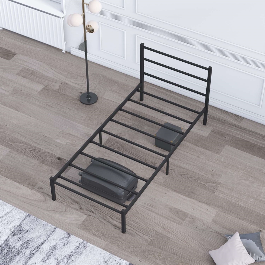 Metall-Einzelbett FERON 90x200 cm, schwarz, Belastbarkeit 120 kg