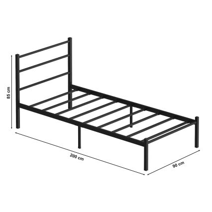 Metall-Einzelbett FERON 90x200 cm, schwarz, Belastbarkeit 120 kg
