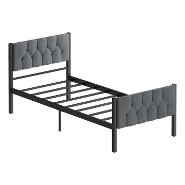 Metall-Einzelbett KAROM 90 x 200 cm, grau, belastbar bis 120 kg