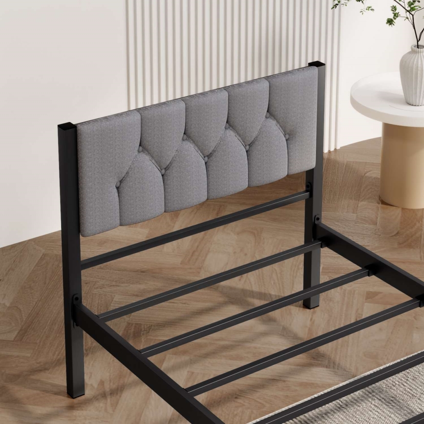 Metall-Einzelbett KAROM 90 x 200 cm, grau, belastbar bis 120 kg