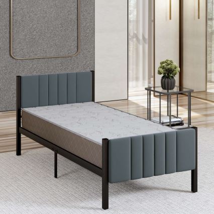 Metall-Einzelbett LUNOR 90 x 200 cm, Anthrazit, Tragkraft 120 kg