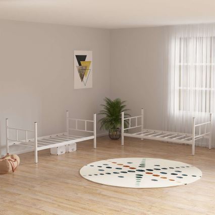 Metall-Etagenbett MAVEN 90x200 cm, weiß, Tragfähigkeit 2x100 kg