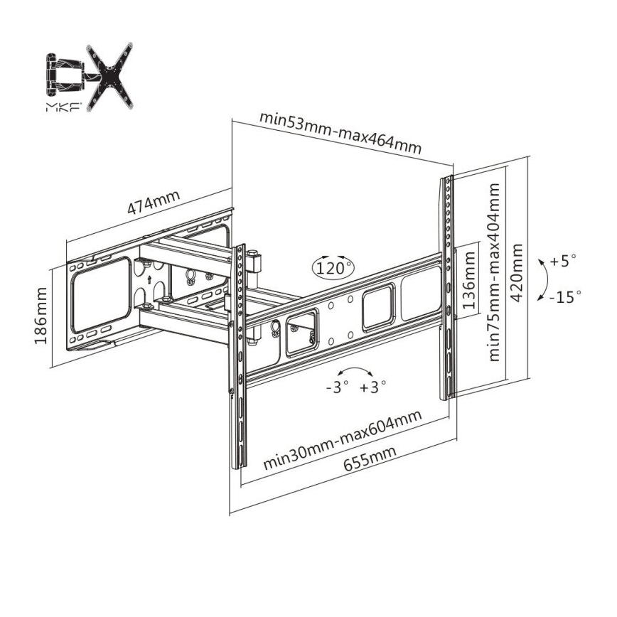 MK FLORIA MKF-17DP641 - Wandhalterung für TV-Gerät mit Gelenk 80 schwarz