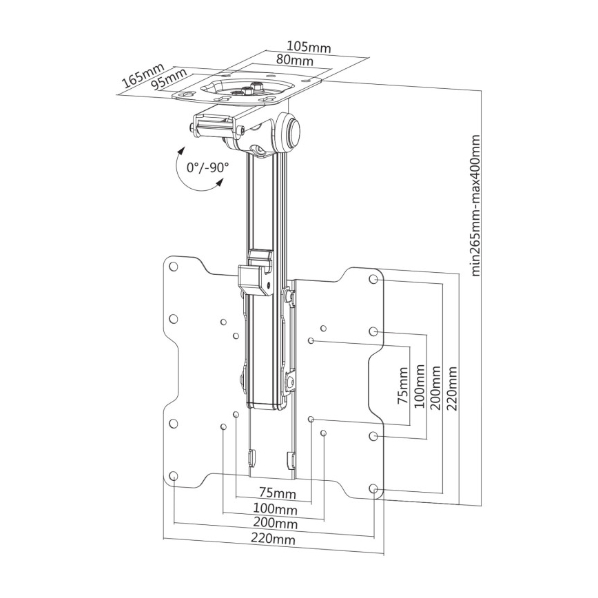 MK FLORIA MKF-17DS220 - Deckenhalterung für 46 Fernseher, schwarz