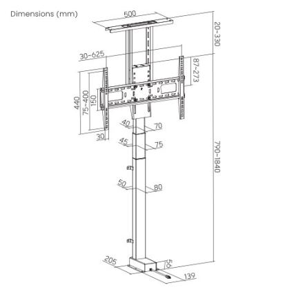 MK FLORIA MKF-19DM648 - TV-Standfuß für 37-65 schwarz SCHUKO + Fernbedienung