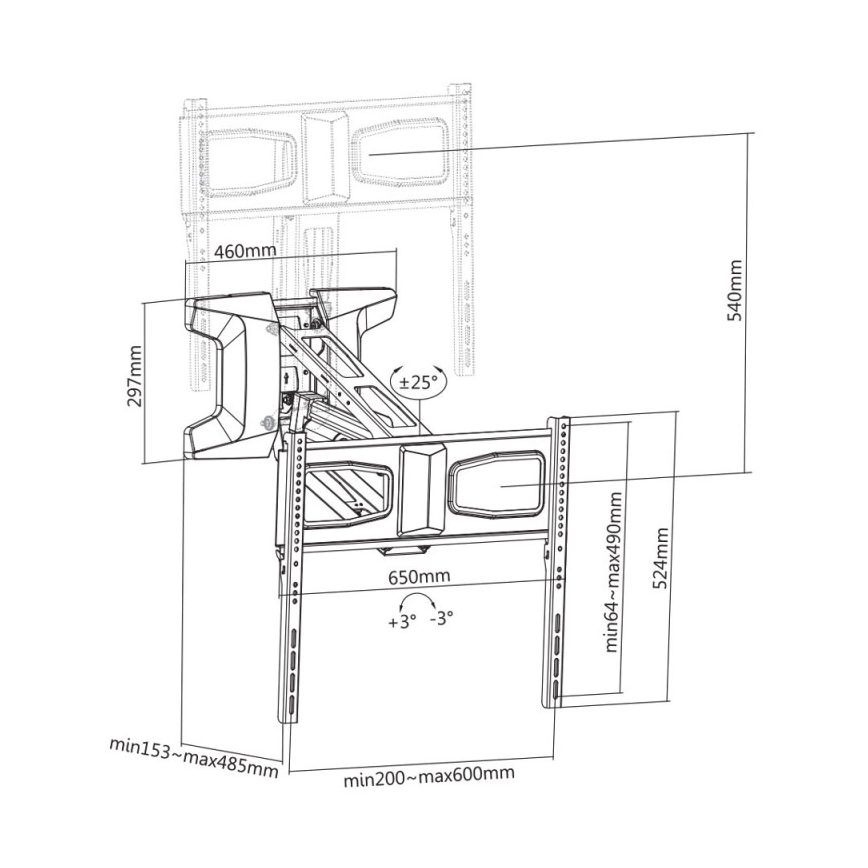 MK FLORIA MKF-21DM647 - Wandhalterung mit Gelenk für 70 Fernseher schwarz + Fernbedienung