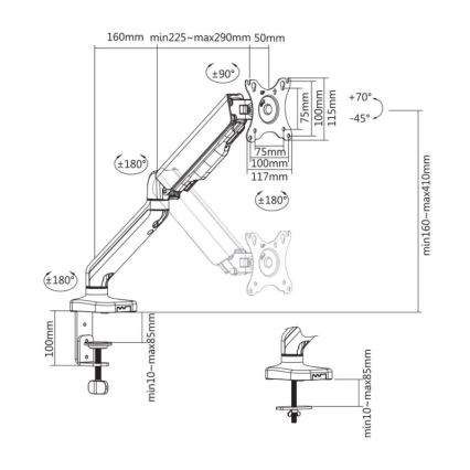MK FLORIA MKF-21DP113S2 - Verstellbare Monitorhalterung 32 schwarz