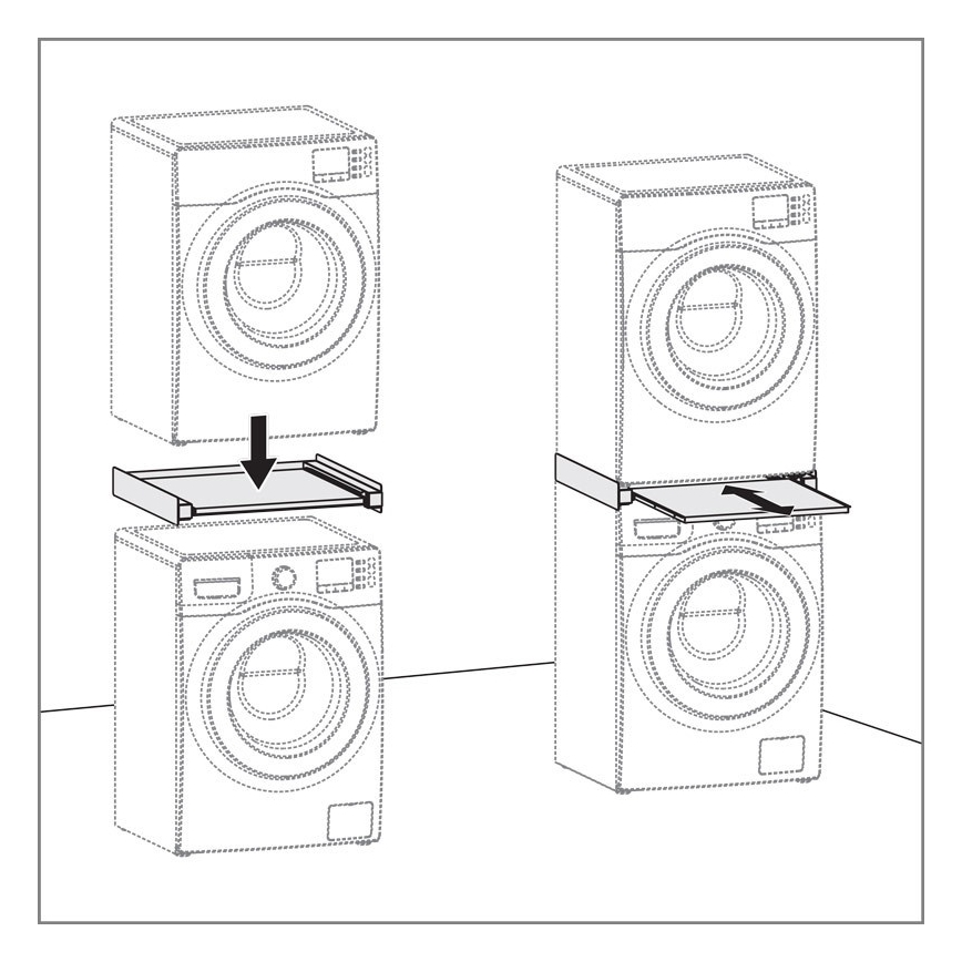 MK FLORIA MKF-23MZ601 - Zwischenbausatz für Waschmaschine und Trockner mit Auszug 60 cm weiß
