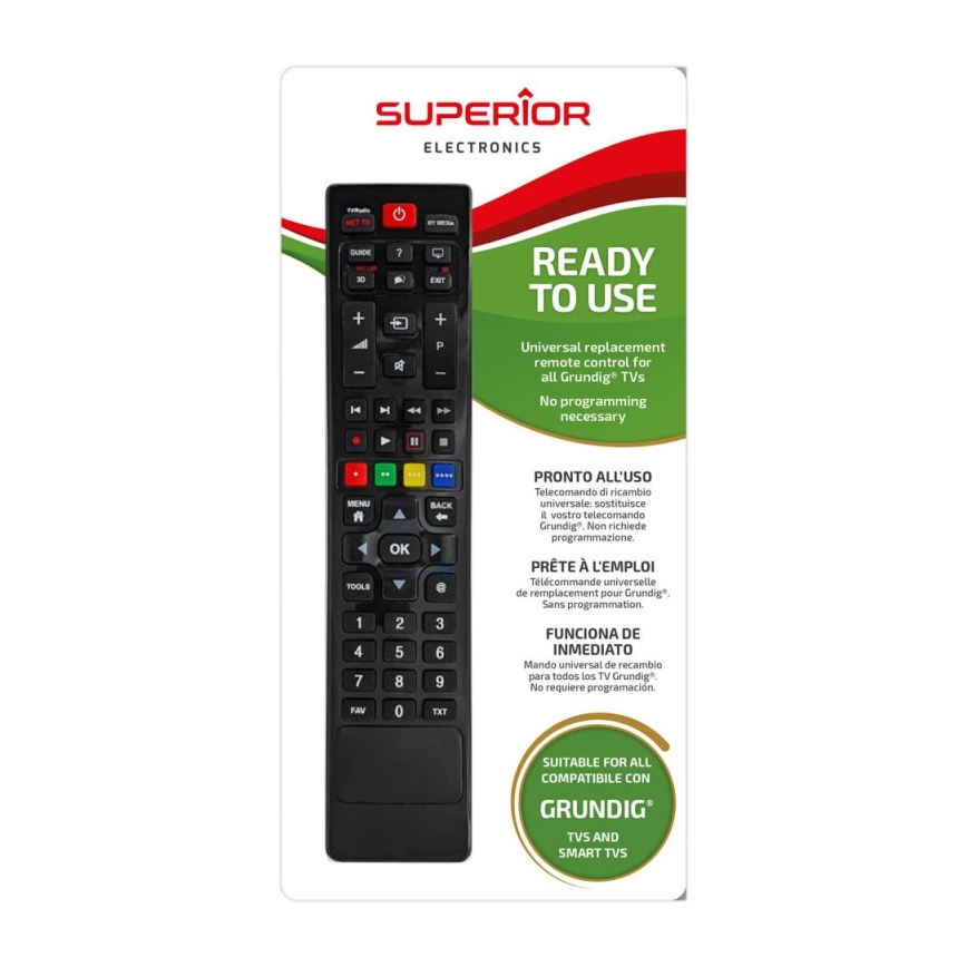 MK FLORIA Superior FB UNI TV Grundig - Ersatz-Fernbedienung für TV-Marke Grundig 2xAAA