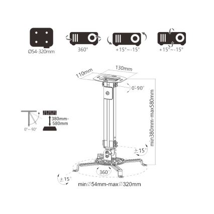 MK FLORIA Superior SUPSTV013 - Deckenhalterung für Beamer, schwarz