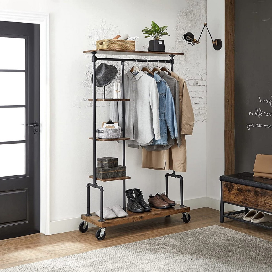 Mobiler Garderobenständer LINEA, Braun/Schwarz