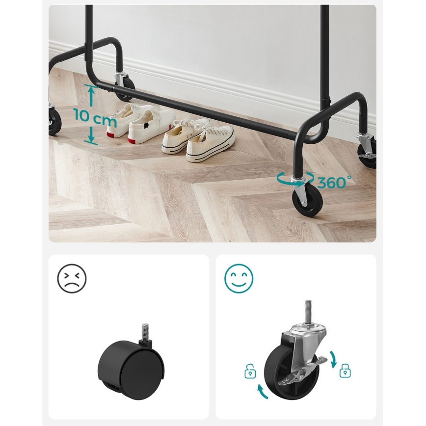 Mobiler Garderobenständer LINEA, schwarz