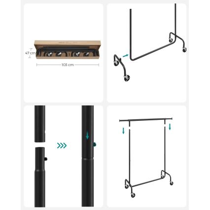 Mobiler Garderobenständer LINEA, schwarz