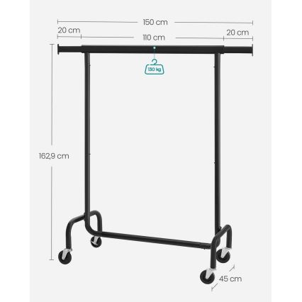 Mobiler Garderobenständer LINEA, schwarz