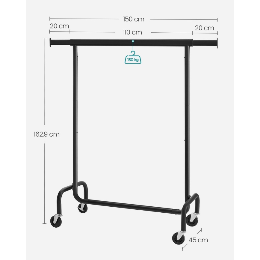 Mobiler Garderobenständer LINEA, schwarz