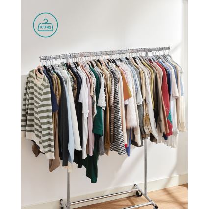 Mobiler Garderobenständer LINEA, silber