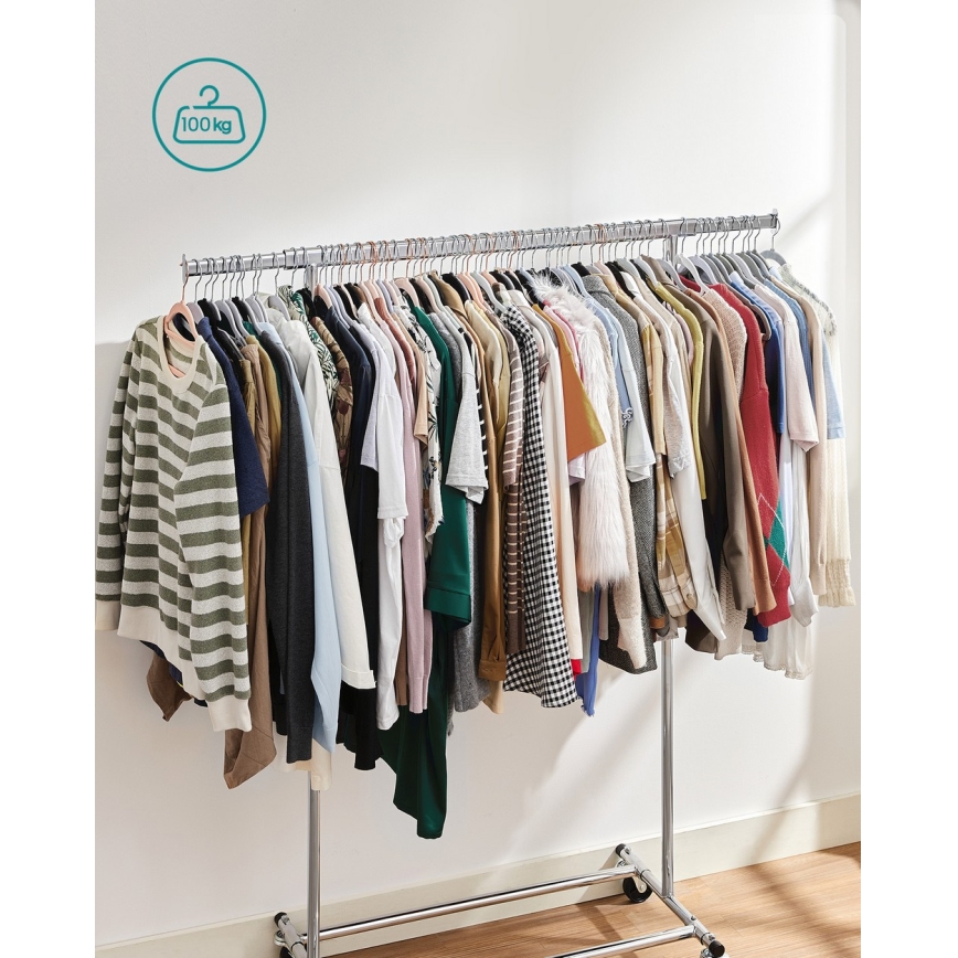 Mobiler Garderobenständer LINEA, silber