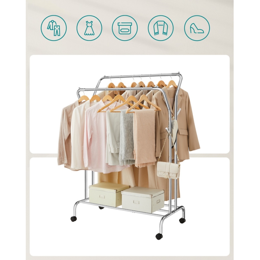 Mobiler Garderobenständer LINEA, silber