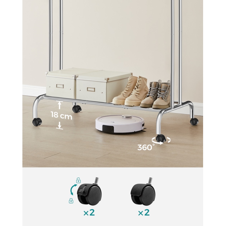 Mobiler Garderobenständer LINEA, silber