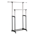 Mobiler Metall-Garderobenständer 170x142 cm schwarz/glänzendes Chrom