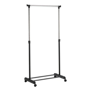 Mobiler Metall-Garderobenständer 170x88 cm schwarz/glänzendes Chrom