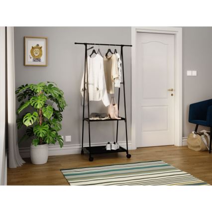 Mobiler Metall-Kleiderständer mit Ablagen OLAZEN 157x85 cm schwarz