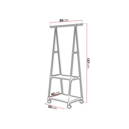 Mobiler Metall-Kleiderständer mit Ablagen OLAZEN 157x85 cm schwarz