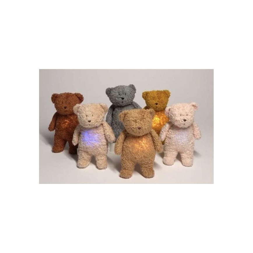 Moonie - Kuscheltier mit Melodie und Licht Bär Mineral öko grau