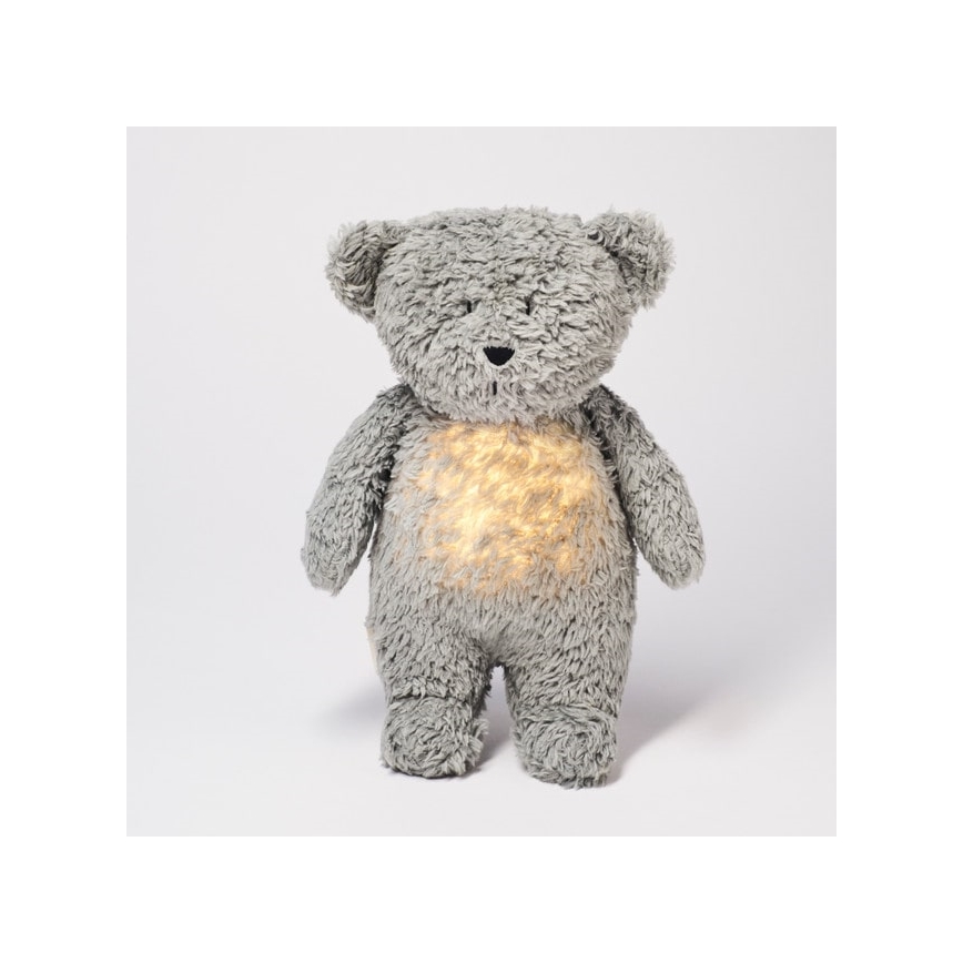 Moonie - Kuscheltier mit Melodie und Licht Bär Mineral öko grau