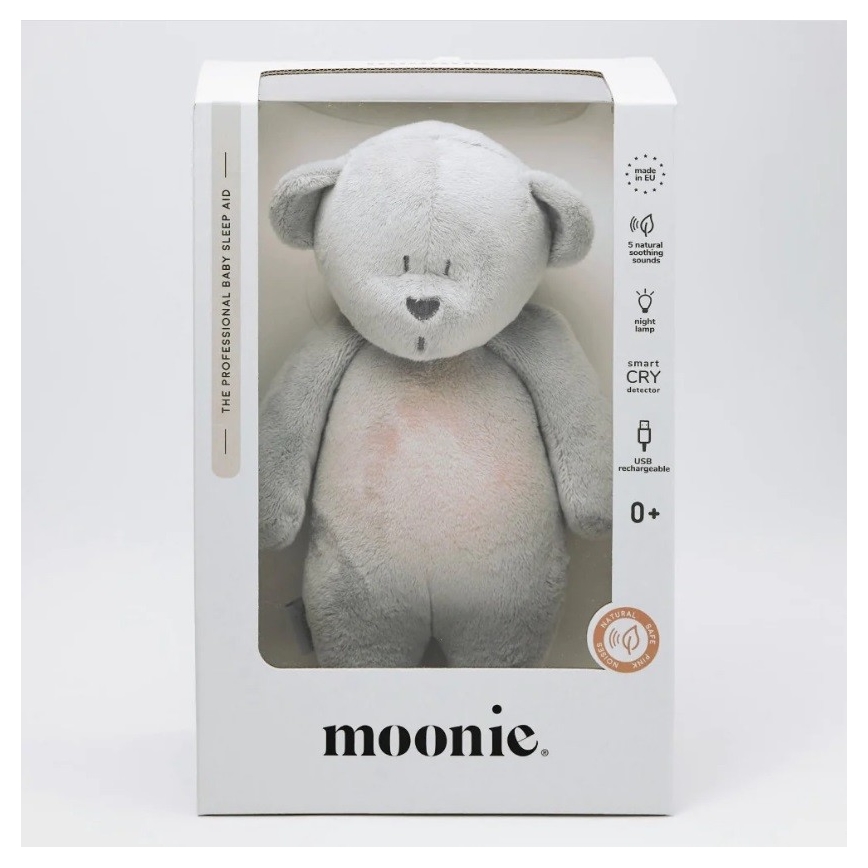 Moonie - Kuscheltier mit Melodie und Licht Bär silbern