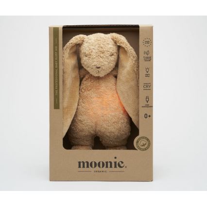 Moonie - Kuscheltier mit Melodie und Licht Hase 2.0 organic Cappuccino