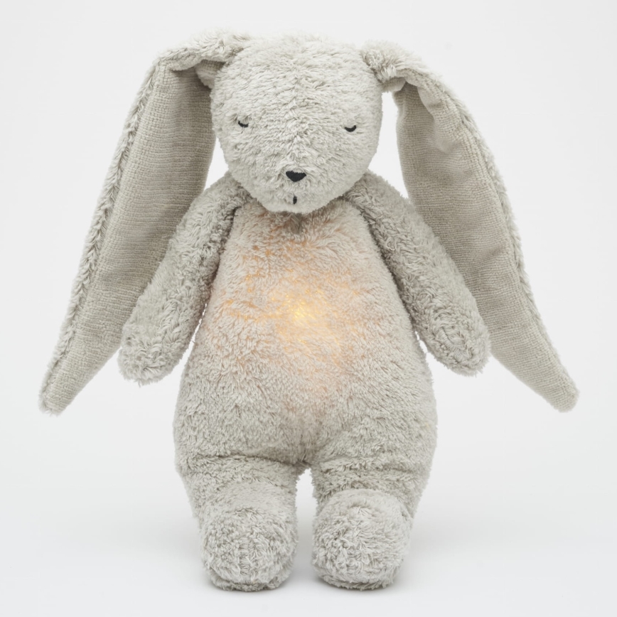 Moonie - Kuscheltier mit Melodie und Licht Hase 2.0 organic grau