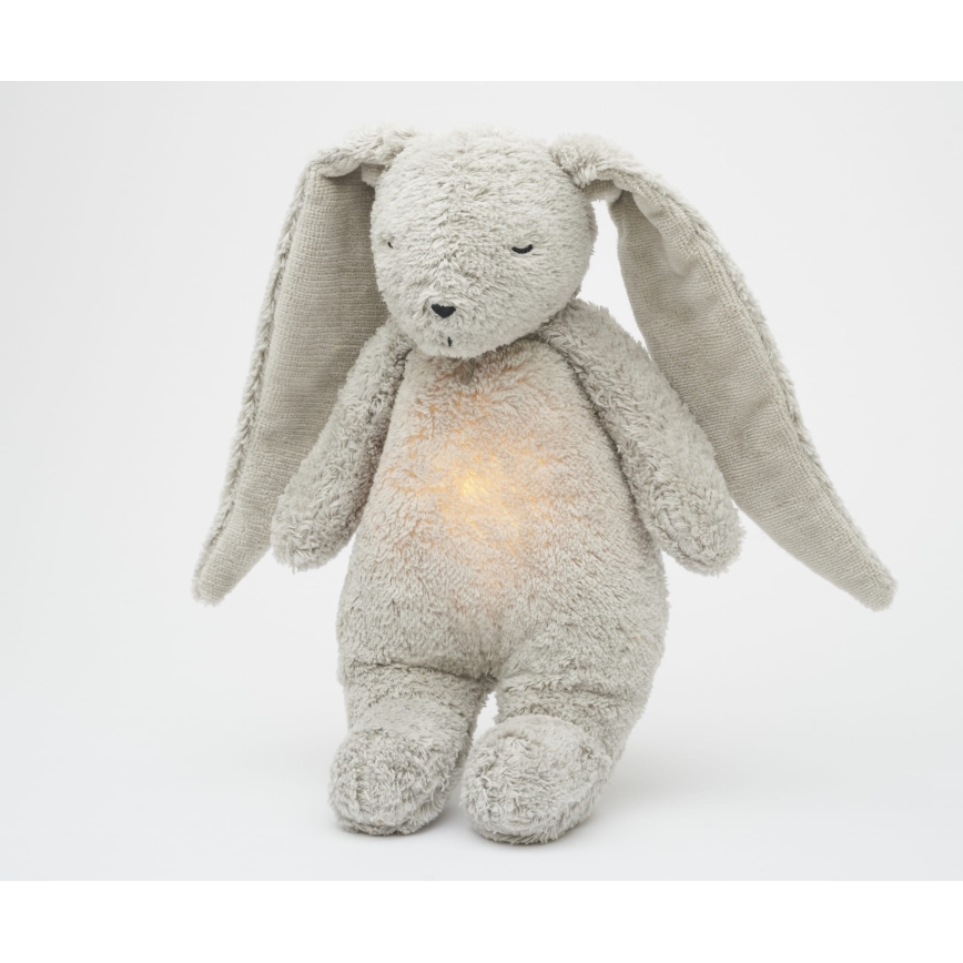 Moonie - Kuscheltier mit Melodie und Licht Hase 2.0 organic grau