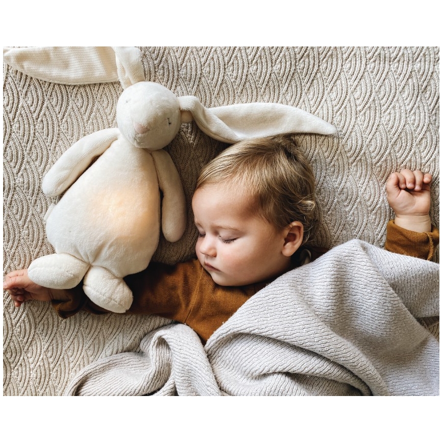 Moonie - Kuscheltier mit Melodie und Licht Hase 2.0 organic Sand
