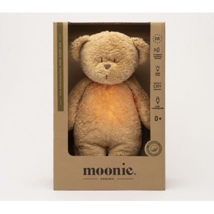 Moonie - Kuscheltier mit Melodie und Licht kleiner Bär 2.0 organic Cappuccino