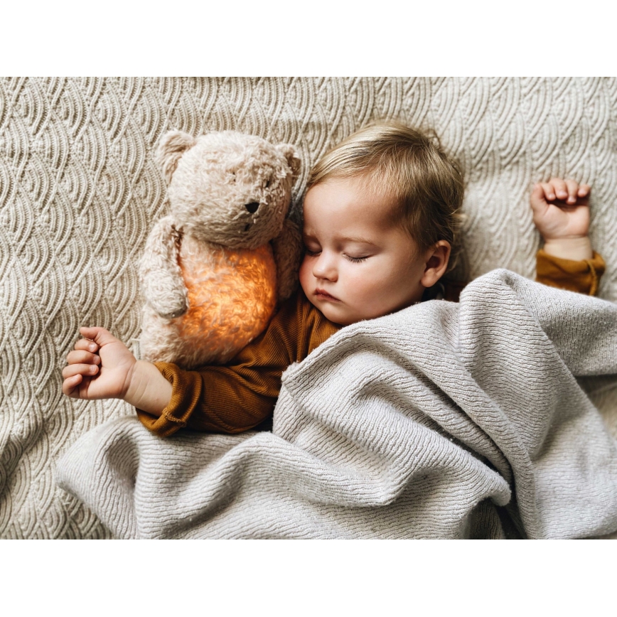 Moonie - Kuscheltier mit Melodie und Licht kleiner Bär 2.0 organic grau
