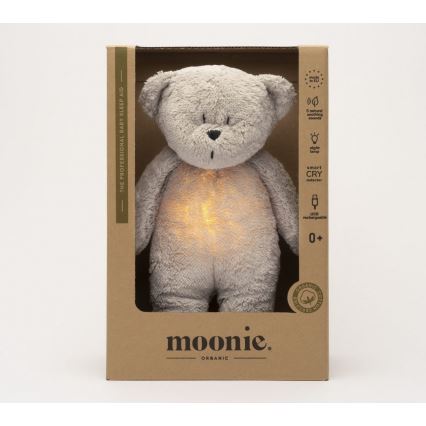 Moonie - Kuscheltier mit Melodie und Licht kleiner Bär 2.0 organic grau